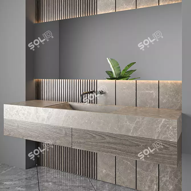 Modern Bathroom Furniture Set 65 3D model image 3