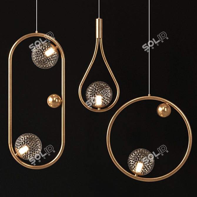 Sleek Metal Hoop LUX Charm 3D model image 1