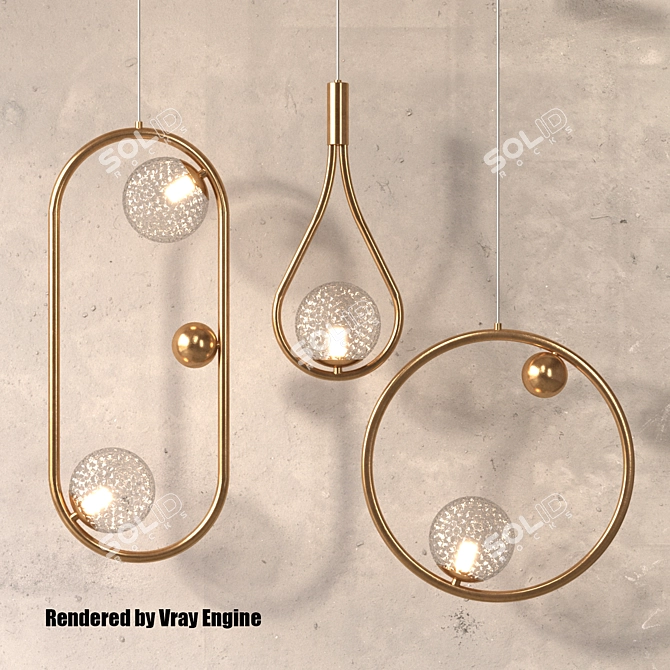 Sleek Metal Hoop LUX Charm 3D model image 2