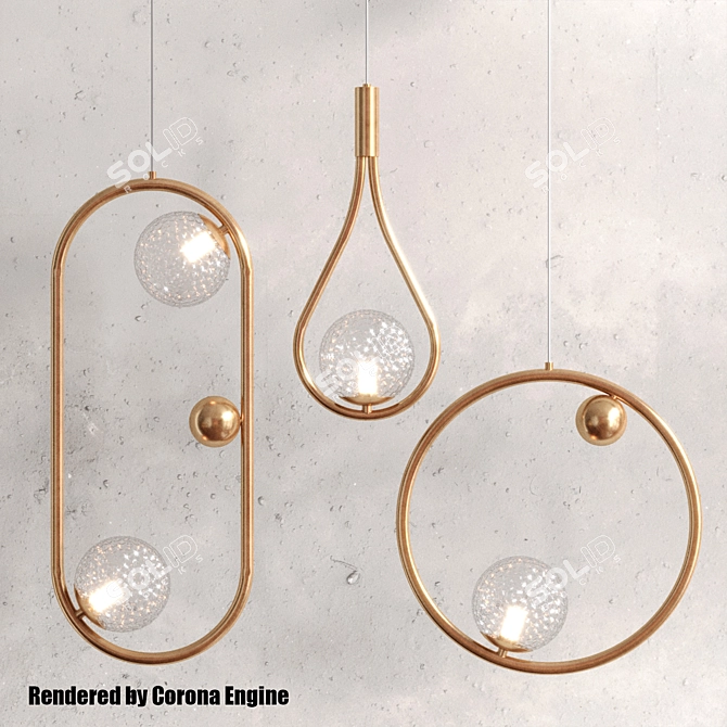 Sleek Metal Hoop LUX Charm 3D model image 3