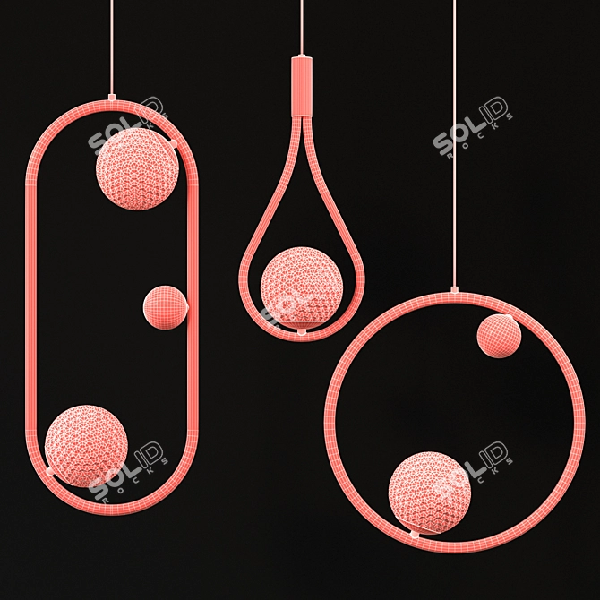 Sleek Metal Hoop LUX Charm 3D model image 4