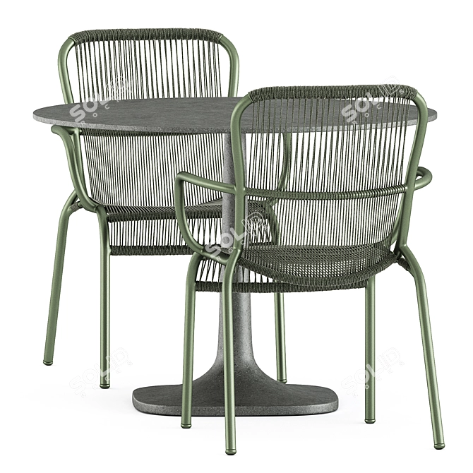 Outdoor Dining Set: Loop Chair & Fiore Table 3D model image 2