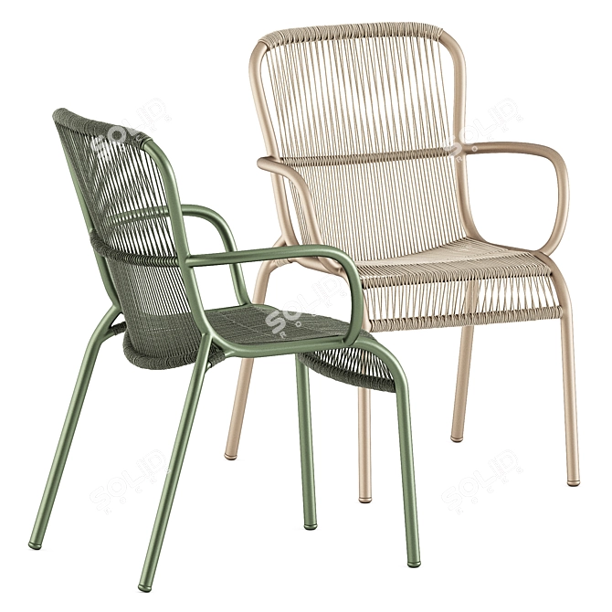 Outdoor Dining Set: Loop Chair & Fiore Table 3D model image 4