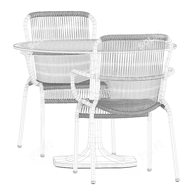 Outdoor Dining Set: Loop Chair & Fiore Table 3D model image 5