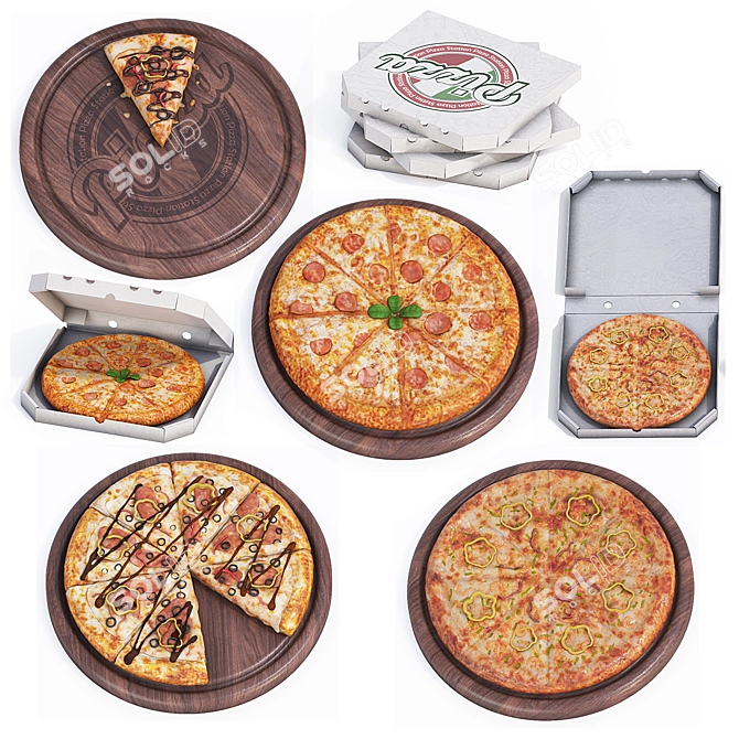 Italian Pizza Set: Realistic 3D 3D model image 1