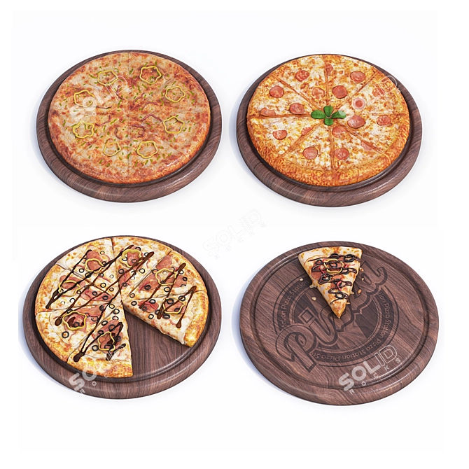 Italian Pizza Set: Realistic 3D 3D model image 2