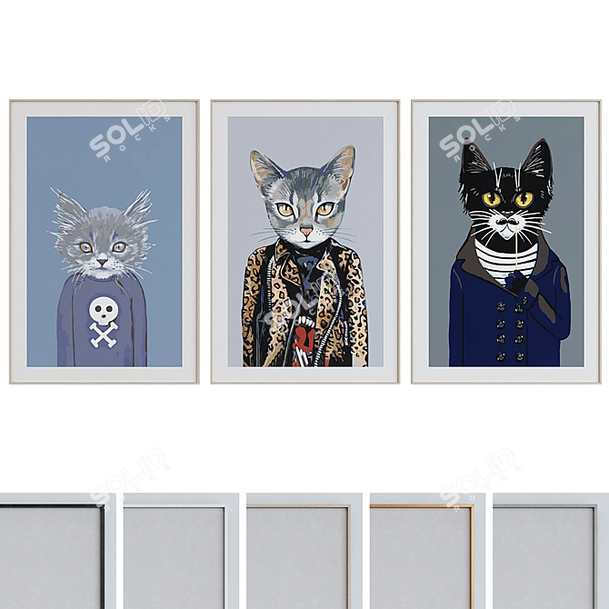 Modern Cat Portrait Picture Frame Set 3D model image 1