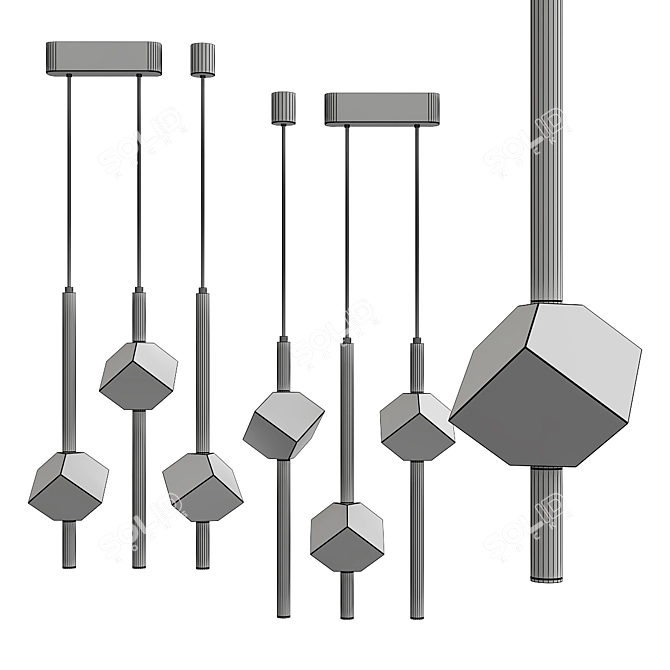 Elegant PARDIS DUO Chandelier 3D model image 3