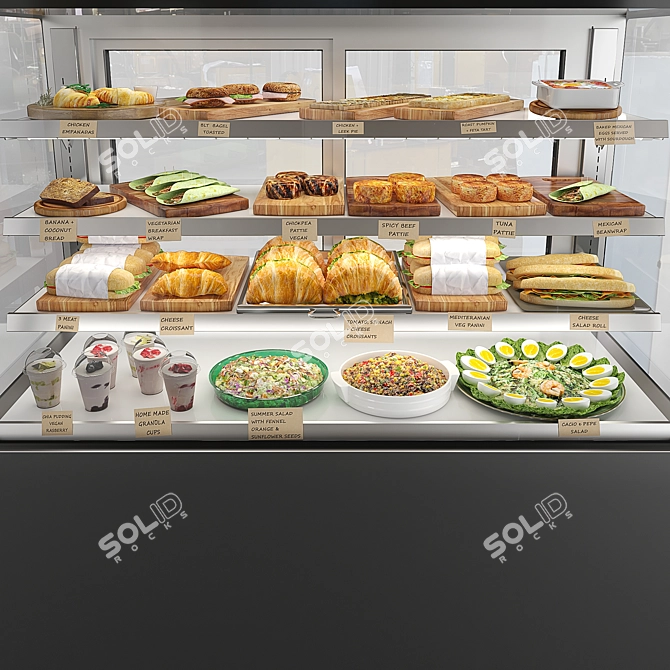 Stainless Steel Food Showcase Display 3D model image 2