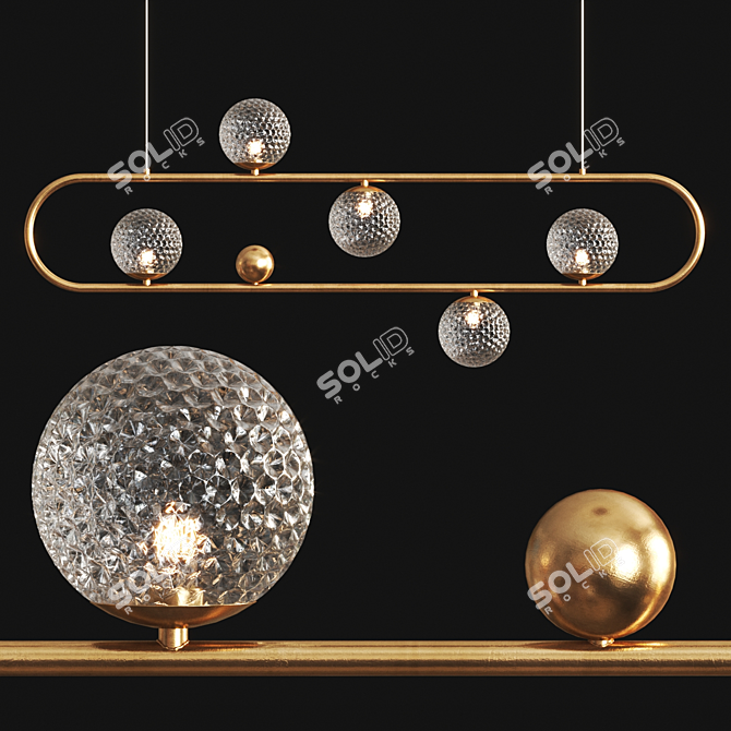 Elegant Hoop Long LUX Chandelier 3D model image 1