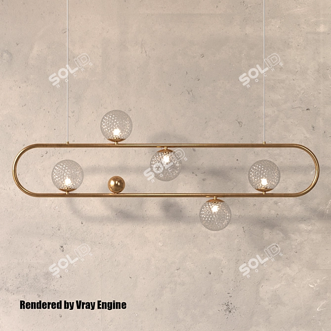 Elegant Hoop Long LUX Chandelier 3D model image 2