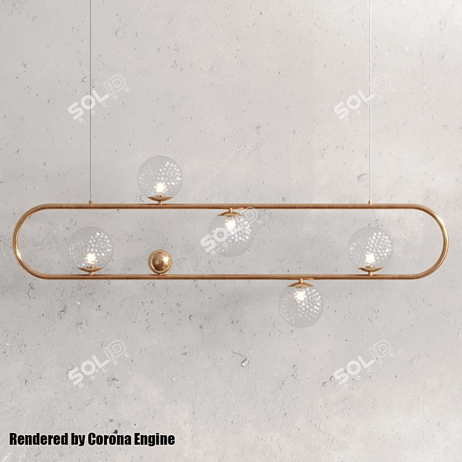 Elegant Hoop Long LUX Chandelier 3D model image 3