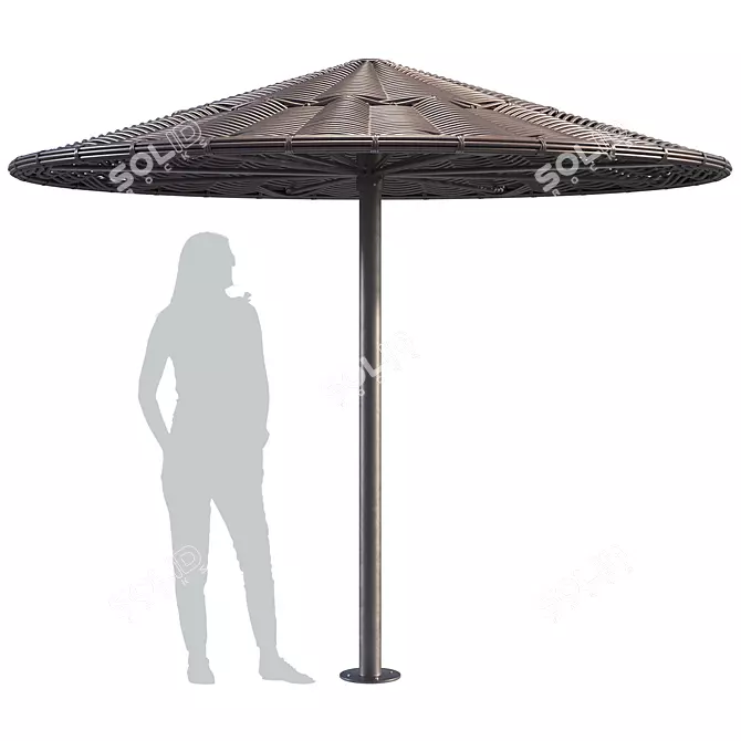 Rattan Beach Umbrella Premium 3D model image 1