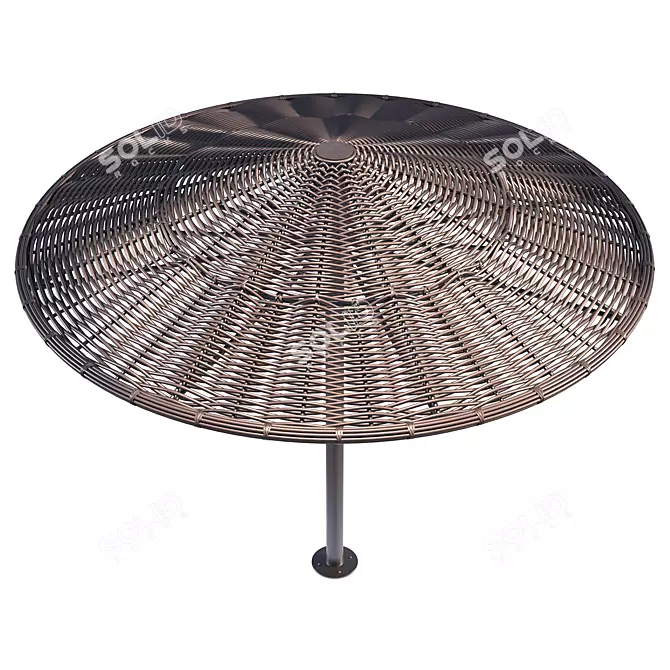 Rattan Beach Umbrella Premium 3D model image 2