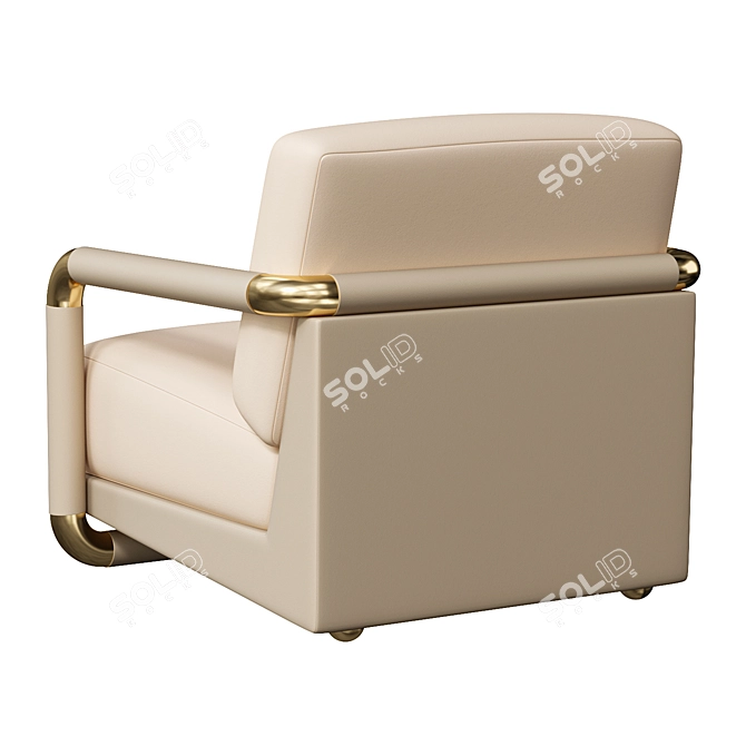 Modern Velvet Gold Armchair 3D model image 3