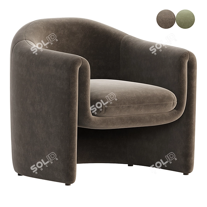 Luxury Velvet Barrel Chair 3D model image 1