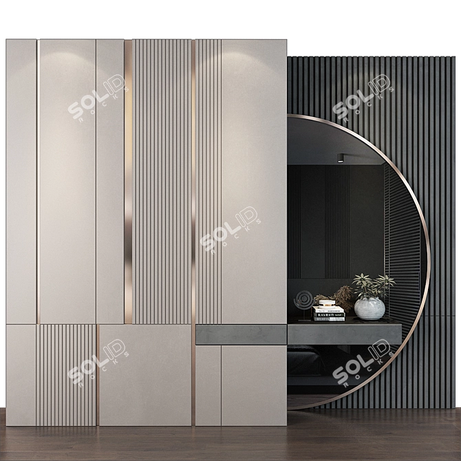 Modern TV Wall Decor Unit 3D model image 1