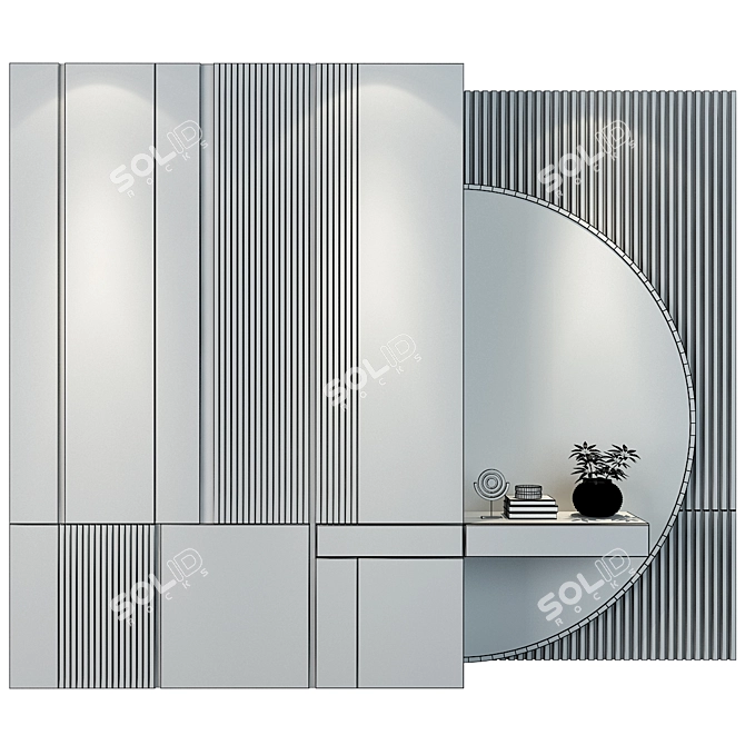 Modern TV Wall Decor Unit 3D model image 2