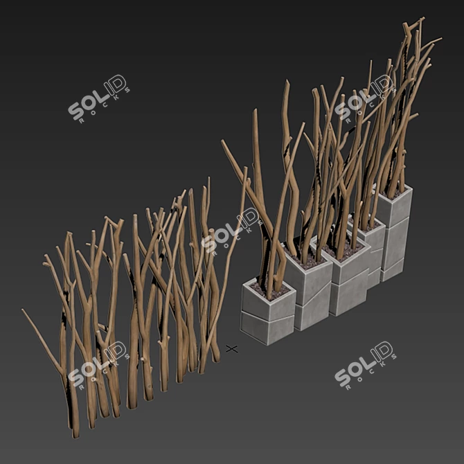 Branch Slice Vase Set 7 3D model image 6