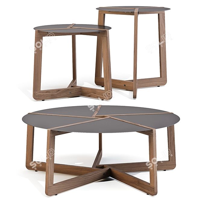 BluDot Pi Steel-Walnut Tables 3D model image 2