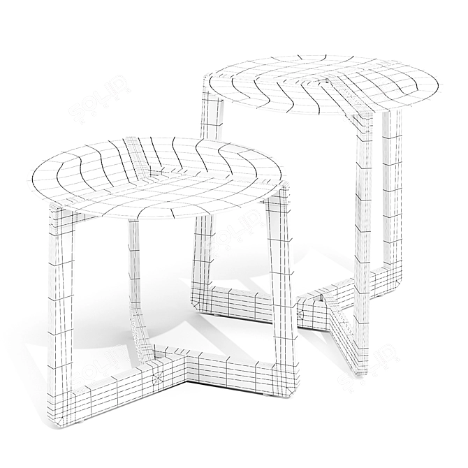 BluDot Pi Steel-Walnut Tables 3D model image 6