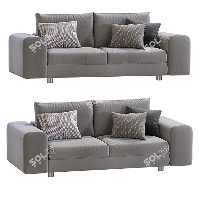 Sleek Modern Low-Lend Sofa 3D model image 2