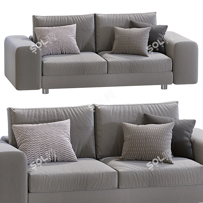 Sleek Modern Low-Lend Sofa 3D model image 3