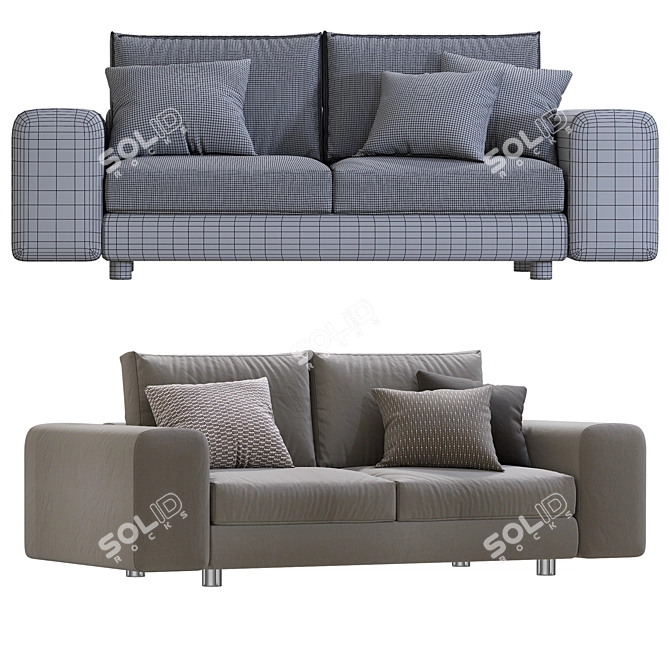 Sleek Modern Low-Lend Sofa 3D model image 5