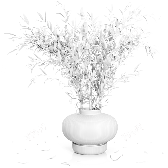 Eucalyptus Bouquet with Glass Vase 3D model image 5