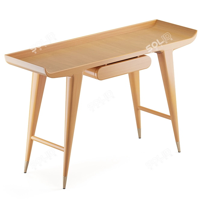 Minimalist Modern Oak Writing Desk 3D model image 1