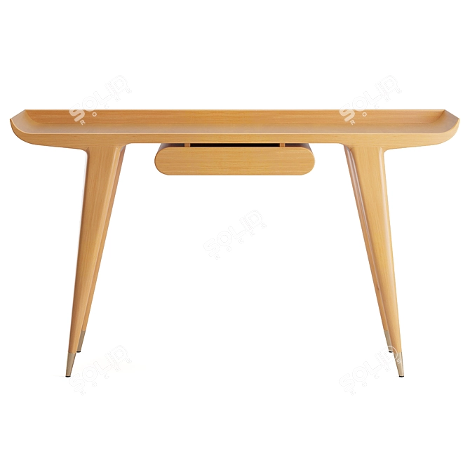 Minimalist Modern Oak Writing Desk 3D model image 2