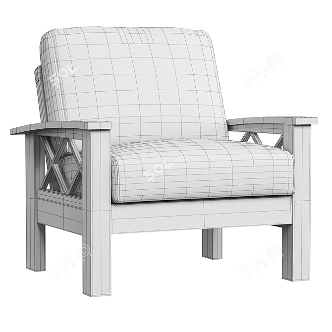 Modern Wide Armchair 2017 Version 3D model image 4