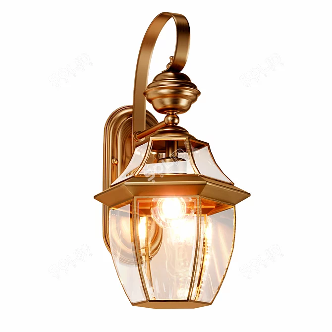 Deco Brass Glass Sconce Outdoor 3D model image 2