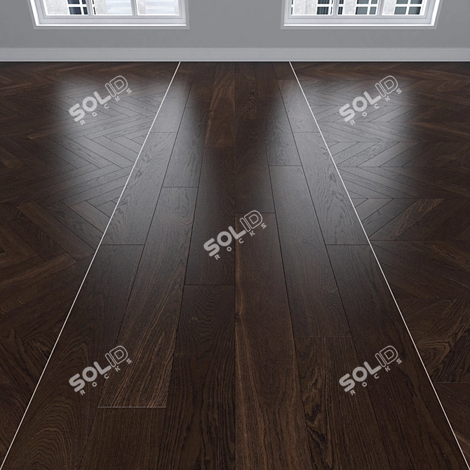 Oak Parquet Flooring Kit 3D model image 1