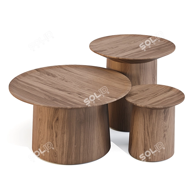BluDot Cocoa Elegant Acacia Tables 3D model image 1