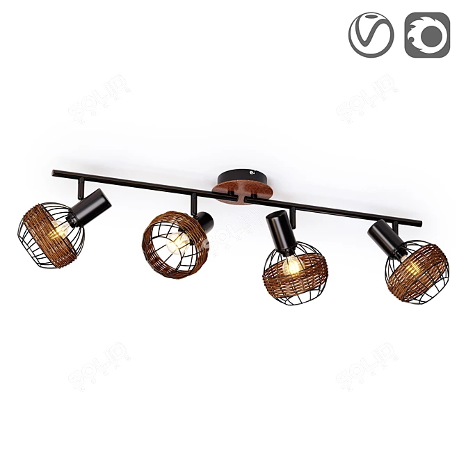 Vintage Metal Floodlight, Nermina 3D model image 1