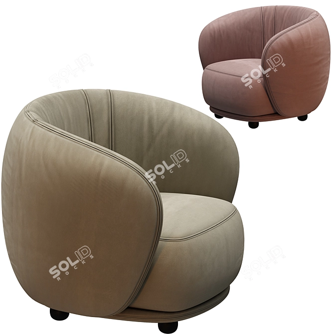 Elegant Rene Armchair 3D Model 3D model image 2