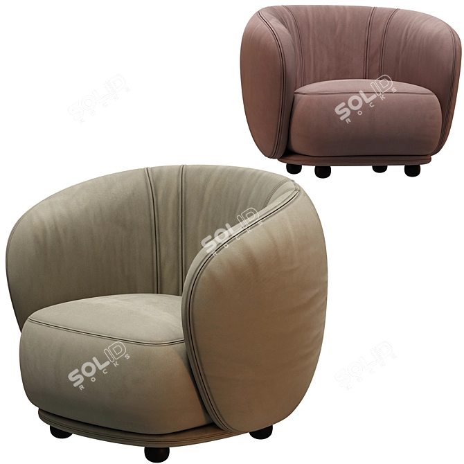 Elegant Rene Armchair 3D Model 3D model image 4