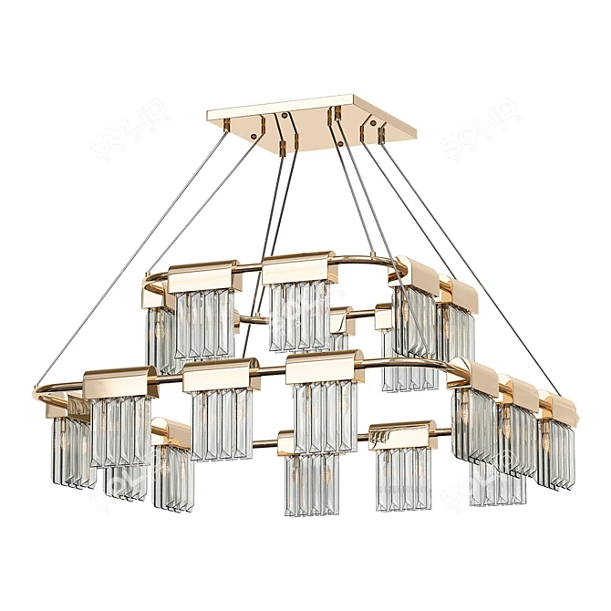 Gold Crystal Pendant Chandelier Light 3D model image 1