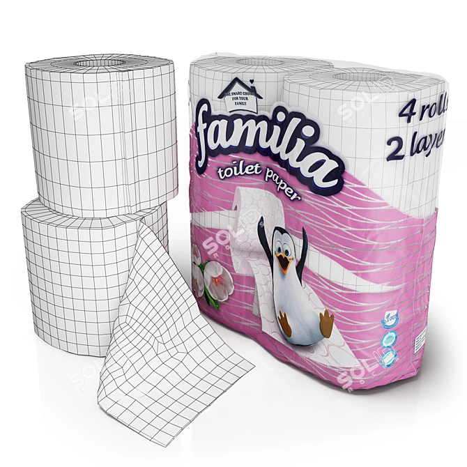  2x2 Toilet Paper Rolls Pack 3D model image 3