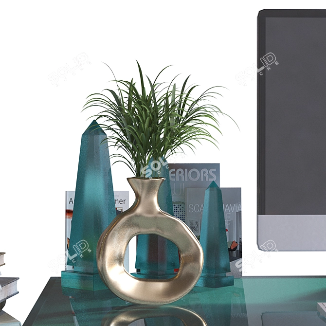 Contemporary Home Office Desk Set 3D model image 3