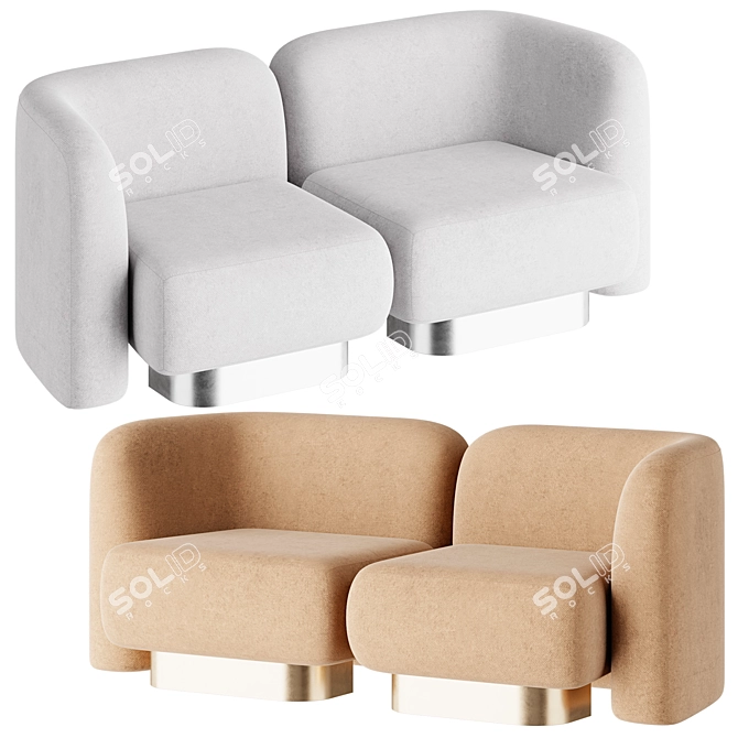 Modern Blown Armchair in Gray 3D model image 1