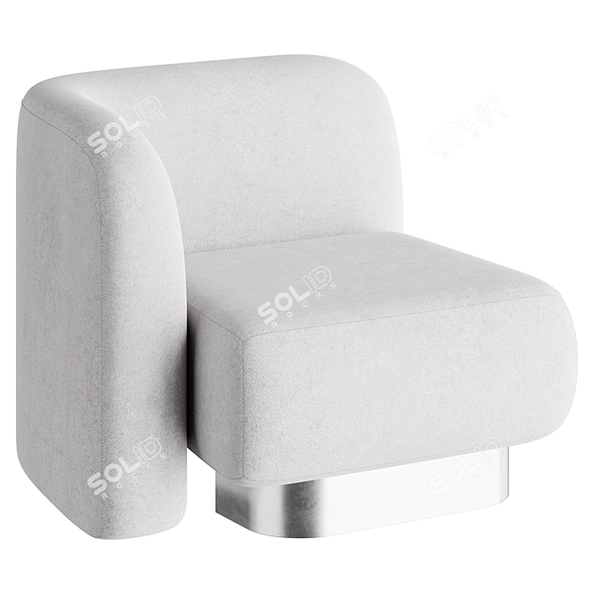 Modern Blown Armchair in Gray 3D model image 2