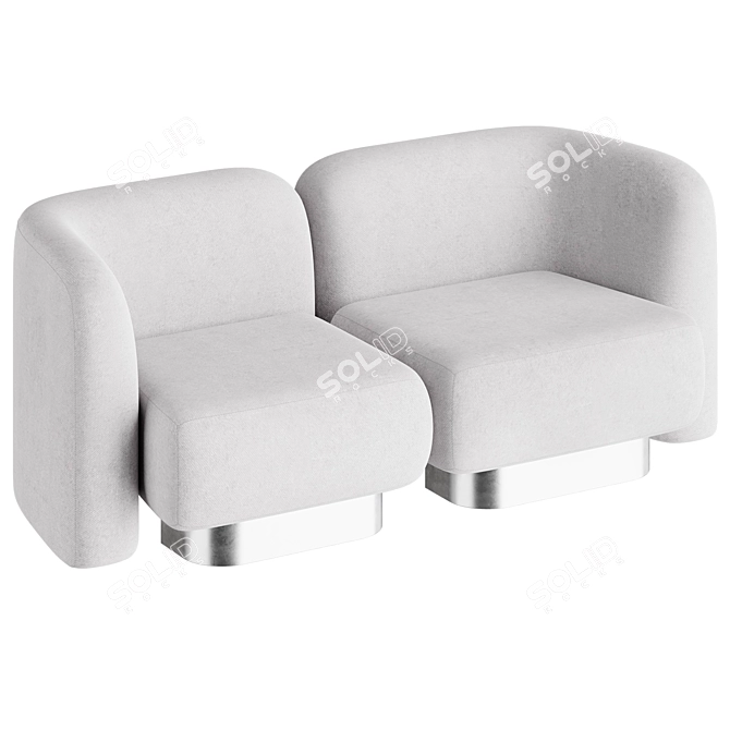 Modern Blown Armchair in Gray 3D model image 3