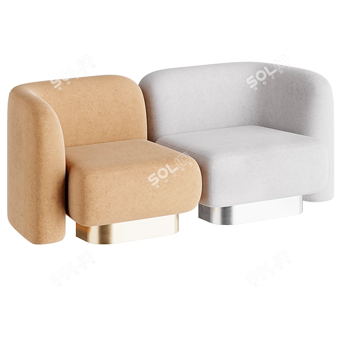 Modern Blown Armchair in Gray 3D model image 4