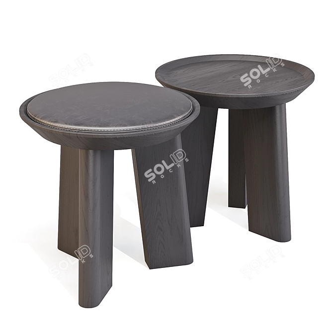 BluDot Mimi Leather Dining Stool 3D model image 1