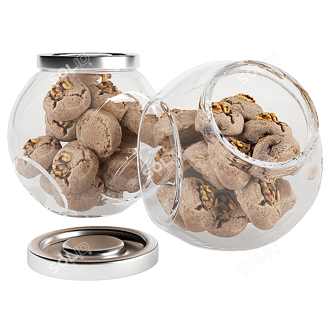 Glass Jar Cookie Storage Solution 3D model image 1