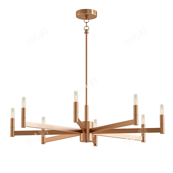 Contemporary Square Brass Chandelier 3D model image 1