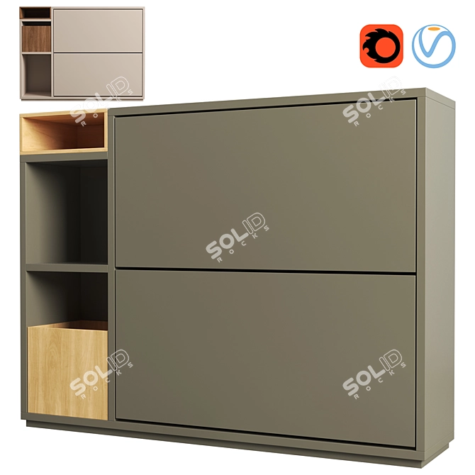 Modern Double Shoe Storage Solution 3D model image 1