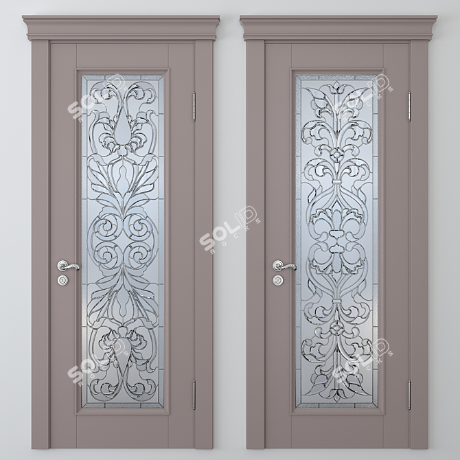 Stained Glass Door: Elegant Design 3D model image 1